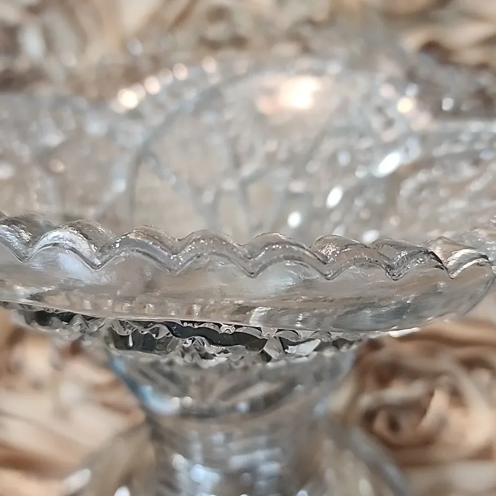 Vintage Crystal Cut Glass Versatile Vase~Candle Holder with Pedestal